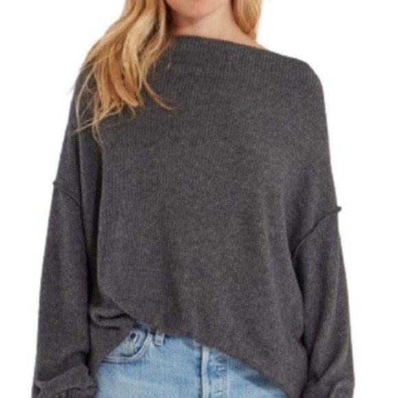 Free People Gray Main Squeeze Hacci Shirt Medium - Picture 5 of 8